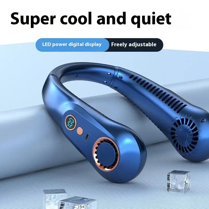 Bracket Fan Small Portable Bladeless Cooling Silent Electric Fan - Dual Battery Blue