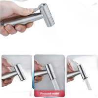 Stainless steel bidet sprayer.
