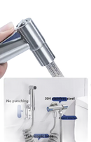 Stainless steel bidet sprayer.