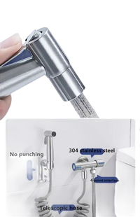 Stainless steel bidet sprayer.