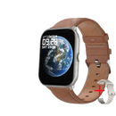 Xiaomi Watch 5 smartwatch with brown leather strap.