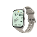 Smartwatch with a light-colored band.