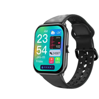 Black smartwatch with fitness tracking features.