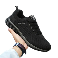 Black knit athletic shoe.