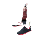 Black and red sneakers.