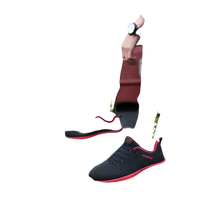 Black and red sneakers.