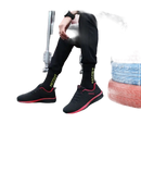 Black and red athletic shoes.