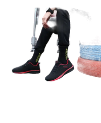 Black and red athletic shoes.