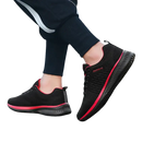 Black and red athletic shoes.