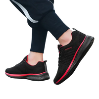 Black and red athletic shoes.