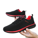 Black and red athletic shoes.