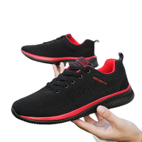 Black and red athletic shoes.