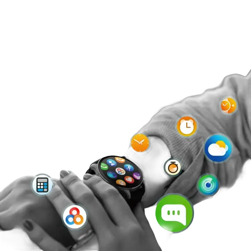 Smartwatch with app icons.