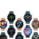 Collection of smartwatches with various display faces.