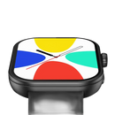 Black smartwatch with colorful display.