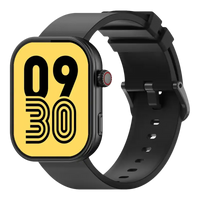 Black smartwatch with yellow display.