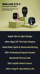 New Zeblaze GTS 3 Voice Calling Smart Watch Ultra-big 2.03’’ HD Screen 24H Health Monitor 100 + Sports Modes 200